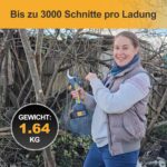 2-in-1 Battery Pruning Shears Telescope, 50 mm Electric Pruning Shears with Battery 2 4Ah Brushless LCD Display Loppers Electrically Compatible with Makita 18 V Batteries (PR-E50 Pruner+Pole