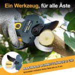 2-in-1 Battery Pruning Shears Telescope, 50 mm Electric Pruning Shears with Battery 2 4Ah Brushless LCD Display Loppers Electrically Compatible with Makita 18 V Batteries (PR-E50 Pruner+Pole