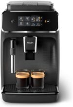Philips 2200 Series Kaffeevollautomat - 2 Kaffeespezialitäten, Touch-Display, klassischer Milchaufschäumer, Keramikmahlwerk, Mattschwarz (EP2220/10)
