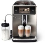 Saeco GranAroma Kaffeevollautomat mit 14 Kaffeespezialitäten, intuitives Farbdisplay, 4 Benutzerprofile, Keramikmahlwerk, ‎Edelstahl-Schwarz (SM6585/00)